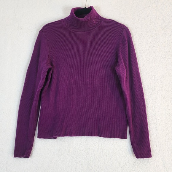 Lauren Ralph Lauren Sweaters - Lauren Ralph Lauren Women Sz L Purple Ribbed Turtleneck Sweater Old Money Preppy
